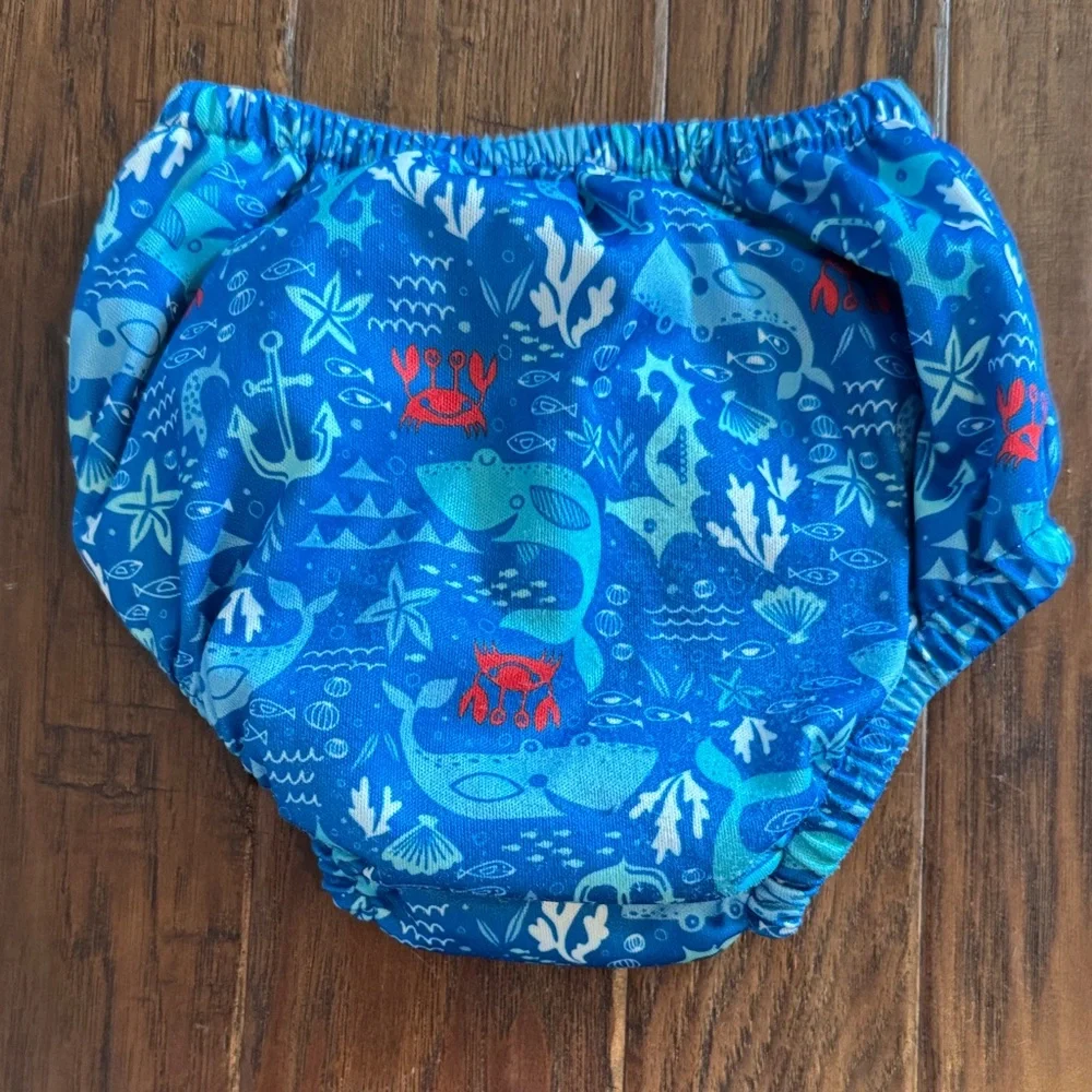 I play - Blue Ocean Print Kids Swim Diaper - 24 month